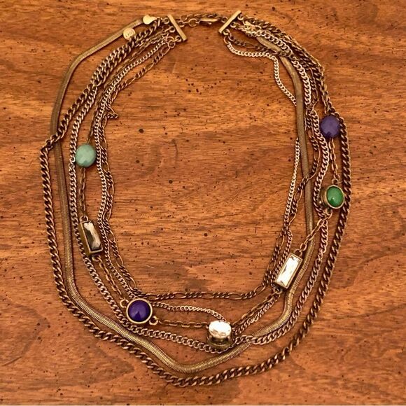 LOFT | Brass Tone Layer Necklace | 19” Adjustable - Picture 1 of 2